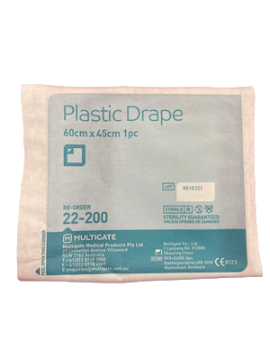 Multigate Plastic Drape Sheet Sterile 45cm x 60cm