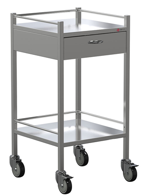 Instrument Trolley 1-Drawer Stainless Steel 490x490x900mm