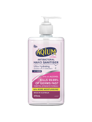 Aqium Ultra Antibacterial Hand Sanitiser, Hydrating 375mL - Each