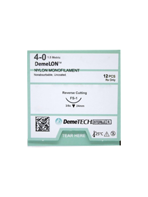 DemeLON Nylon Suture 4/0 24mm 3/8 R/C 45cm