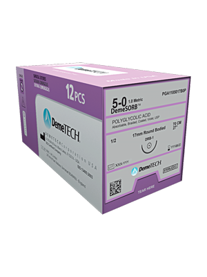 DemeSORB Suture Absorbable 5/0 12mm 3/8 RC 45cm