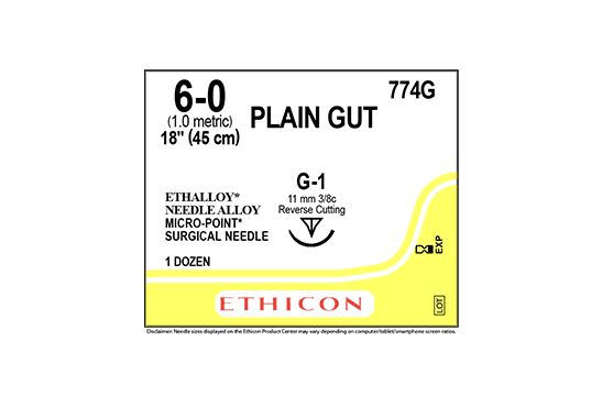 PLAIN GUT Suture Yellowish Tan 45cm 6-0 G-1 11mm - Box/12