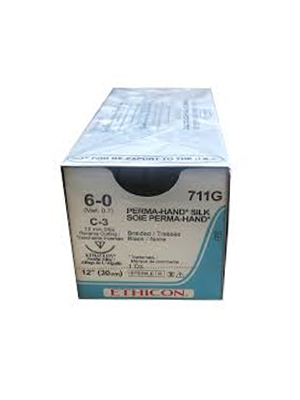 PERMA-HAND Silk Sutures Black 30cm 6-0 C-3 13mm