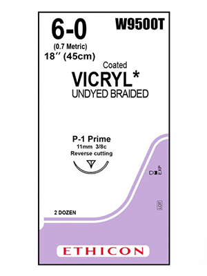 VICRYL® Sutures Undyed 45cm 6-0 P-1 10.5mm - Box/24