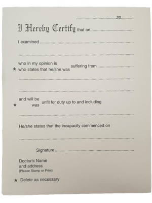 MEDICAL CERTIFICATE PADS - Pad/100