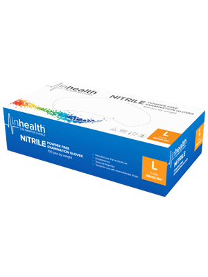 inhealth™ Examination Gloves Nitrile, Powder Free (Large) - Box/100