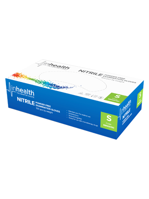 inhealth™ Examination Gloves Nitrile, Powder Free (Small) - Box/100