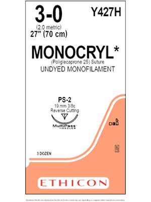 MONOCRYL® Sutures Absorbable Undyed 3-0 70cm - Box/36