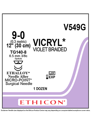 VICRYL® Absorbable Suture Violet 9-0 30cm TG140-8 6.5mm - Box/12