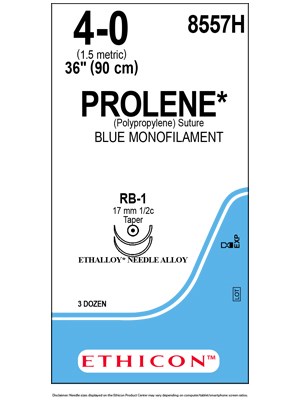 PROLENEĀ® Polypropylene Sutures Blue 4-0 90cm RB-1 17mm - Box/36