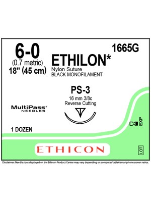 ETHILON* Nylon Sutures Black 45cm 6-0 PS-3 16mm – Box/12