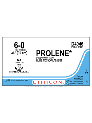 PROLENE® Polypropylene Suture Blue 90cm 6-0 C-1 13mm - Box/36