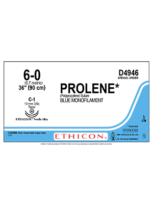 PROLENEĀ® Polypropylene Suture Blue 90cm 6-0 C-1 13mm - Box/36