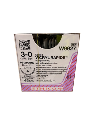 VICRYL RAPIDEĀ® Sutures Undyed 45cm 3-0 PC-22 22mm - Box/12