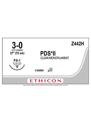 PDS*II Sutures Undyed 70cm 3-0 FS-1 24mm - Box/36