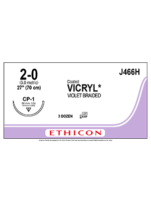 Coated VICRYL® Absorbable Sutures Violet 2-0 70cm CP-1 36mm - Box/36