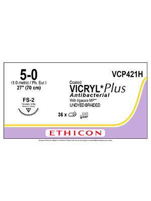 VICRYL* Plus Antibacterial Sutures Undyed 70cm 5-0 FS-2 - Box/36