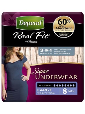 DEPEND REAL FIT U/WEAR SPR FEM LRG - Ctn/4