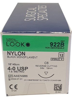 Nylon Sutures Reverse Cutting 4-0 19mm 45cm - Box/ 12