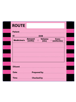 Miscellaneous ROUTE Label SMALL Black on Pink - Roll/500