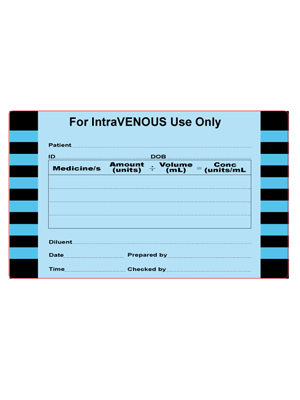 IntraVENOUS Label Large 100 X 60mm - Roll/500