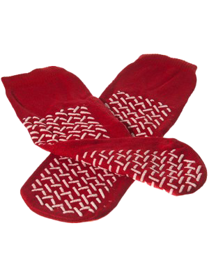 Medline Fall Prevention Slipper Socks, Non-Slip Osfa Red - Pair/1