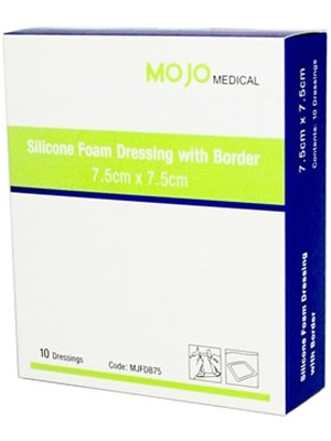 Mojo Silicone Foam Dressing With Border 7.5 x 7.5cm - Box/10