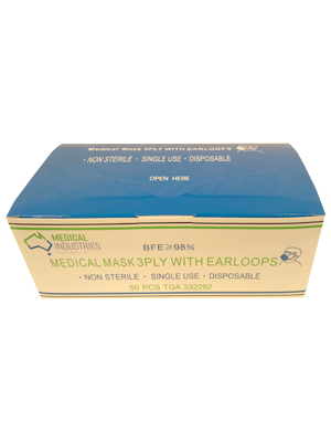 Medical Face Mask Level 2 with Ear Loop 3ply - Box/50