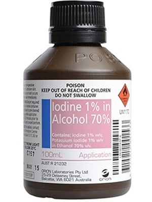 Perrigo Disinfectant Iodine 1% in Alcohol 70%, 100mL - Each