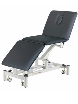 Three Section Medical Treatment Couch Hi Lo Electric Charcoal Grey