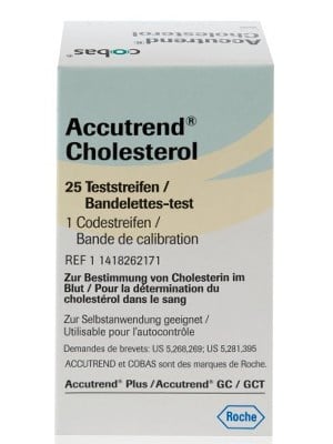 Cholesterol Total Level Test Strips 25 Accutrend Self Testing