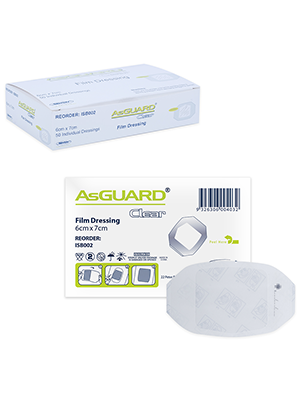 AsGUARD® Clear Film Wound Dressing Sterile 6x7cm – Box/50
