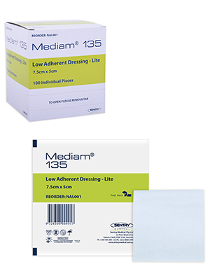 MediamĀ® 135 Low Adherent Dressing Lite, Sterile 7.5x5cm - Box/100