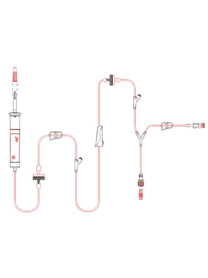 Blood Administration Set with Side Arm and 2 Ports 255cm 