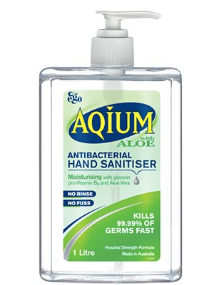 Aqium Antibacterial Hand Sanitiser with Aloe Vera, 1L - Each