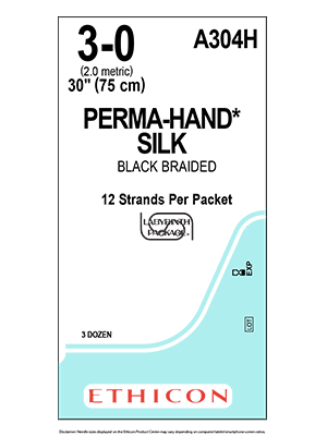 PERMA-HAND* Silk Sutures Black 75cm 3-0 Non Needled - Box/36