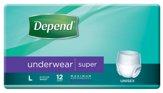 Depend Super Unisex Underwear Large 12 x 4