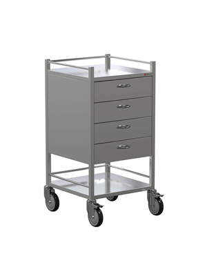 Axis Health Instrument Trolley 4 Drawer PWD COATED (490 X 490 X 900 mm) 