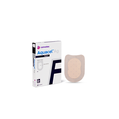Hydrofiber Foam Dressing AQUACEL Ag Adhesive Heel 19.8cm x 14cm