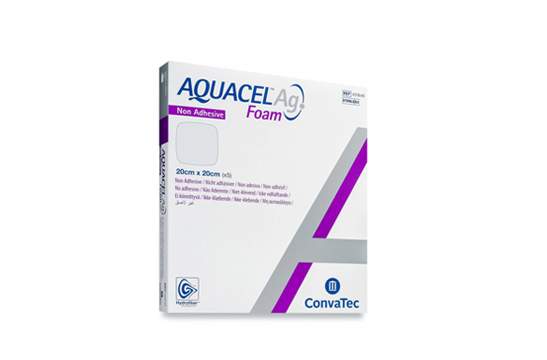 Hydrofiber Foam Dressing AQUACEL Ag Non-Adhesive Square 20cm x 20cm