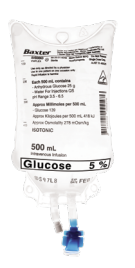 Baxter Glucose Injection BP Bag Sterile 5% 500mL - Bag/1