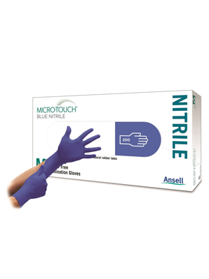 MICRO-TOUCH Blue Nitrile Examination Gloves Extra Large