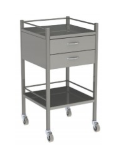 Trolley Stainless Steel 2 Drawer, 50cmx50cm, 800mm - Each