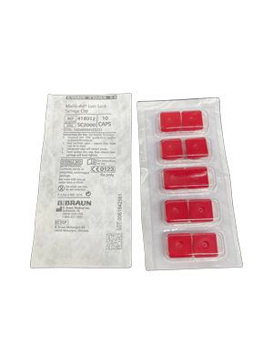 B. Braun Luer Lock Syringe Caps Red 10/Blister Pack of 50