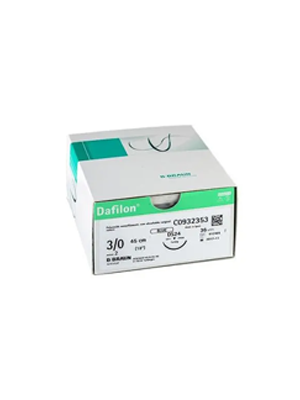 Suture Needle Nylon Dafilon Non-Absorbable Synthetic Blue 3/0 24mm