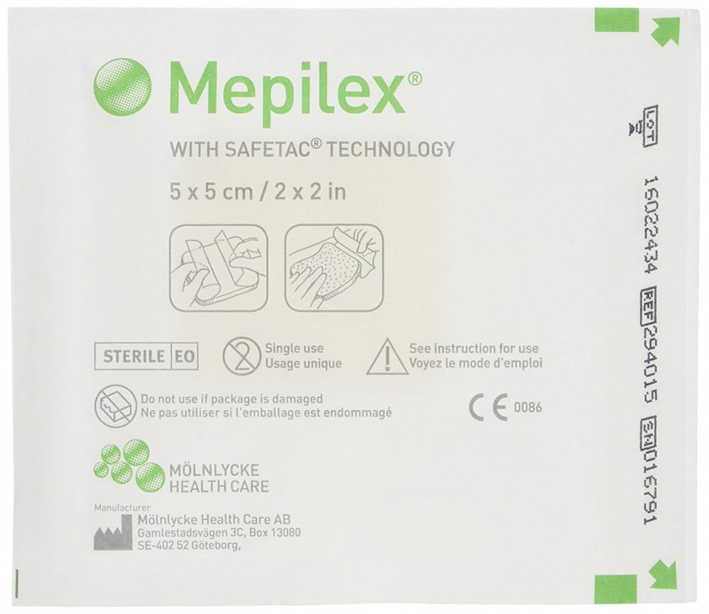 Mepilex Absorbent Foam Wound Dressing, 5x5cm – Box/5