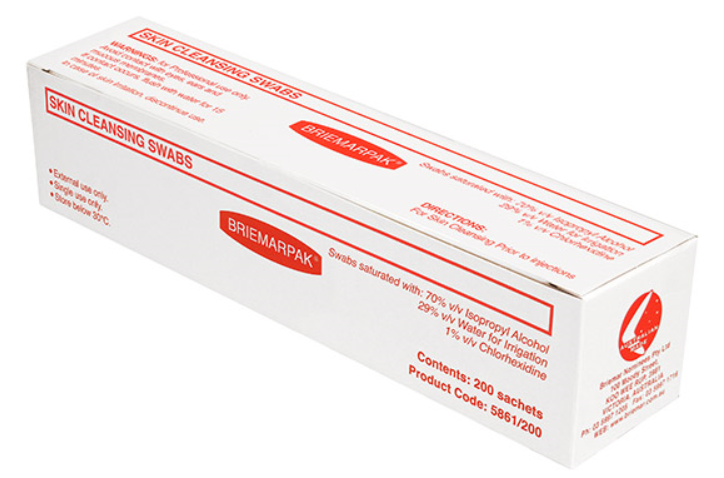 ALCOHOL SWABS 70% with 1% CHLORHEXIDINE - Ctn/5000