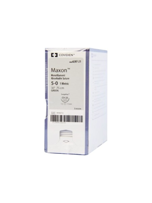 Maxon Suture Coviden Absorbable Sterile Green Monofilament 5/0