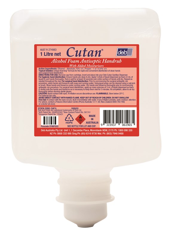 CutanĀ® Alcohol Foam Antiseptic Handrub 1L - Ctn/6