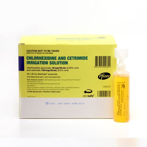 Chlorhexidine Gluconate Solutions 0.05 and Cetrimide 0.5 30ml Amps Box/30